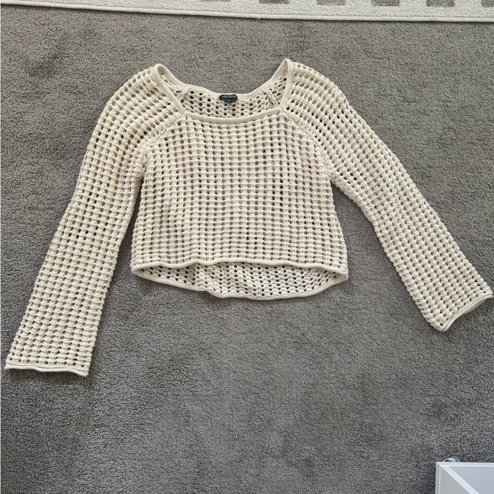 Wild Fable Cream Long Sleeve Crochet Top